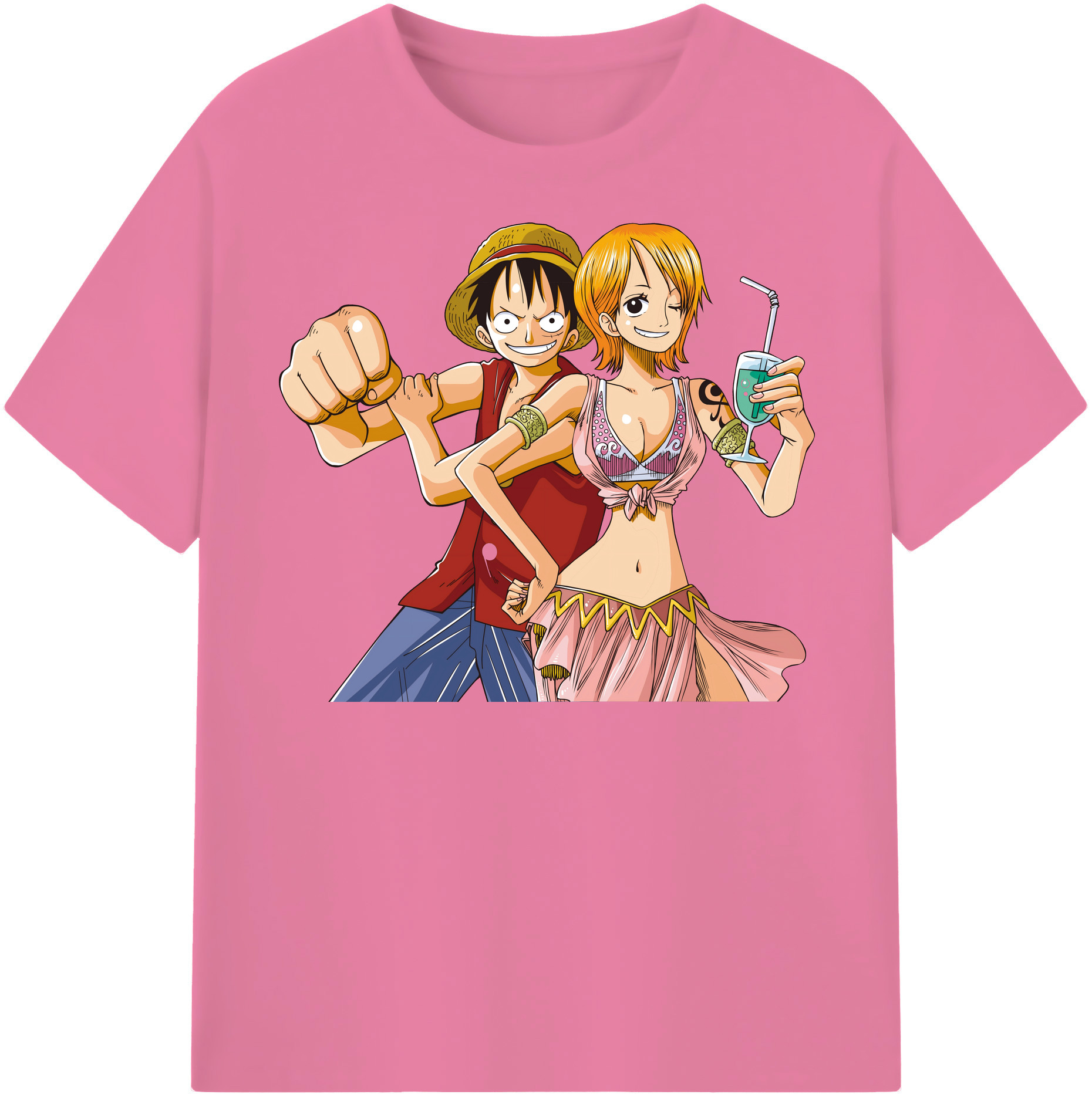ワンピース モンキー・D・ルフィ ONE PIECE Monkey D. Luffy 綿100％半袖Tシャツ（フロントプリント）